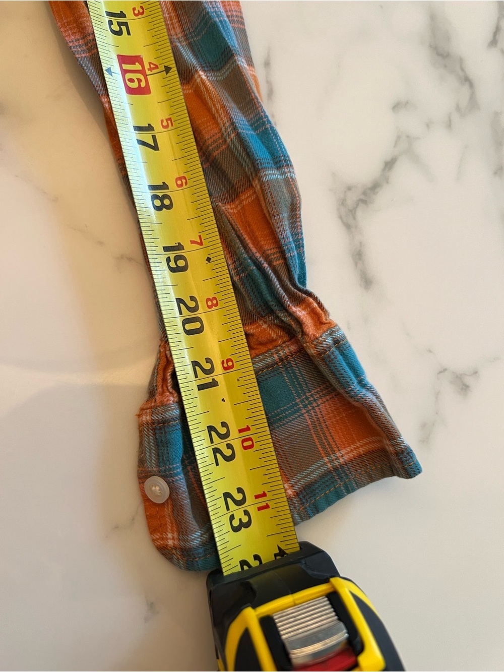 Women’s 90s Style Orange and Blue Cabincore, Plaid Flannel Shirt, Size Small - Picture 5 of 5